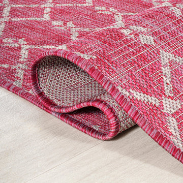 Ourika Moroccan Geometric Textured Weave Indoor/outdoor Square Rug